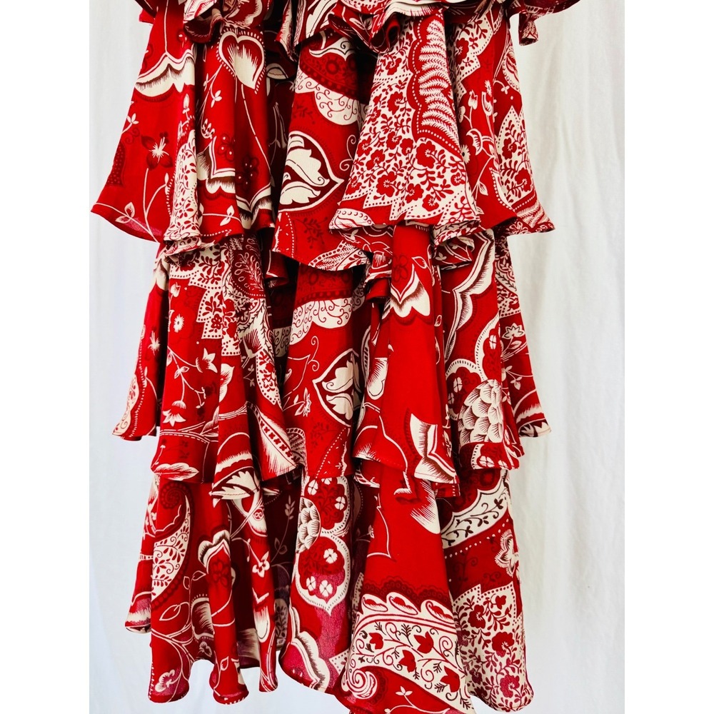 Michael Kors Collection Spring 2006 Silk Tiered Ruffle Maxi Dress Red Print NWT - Picture 7 of 13